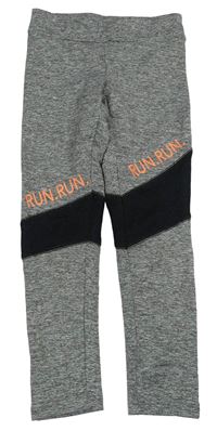 Sivo-čierne športové legíny s nápisom