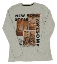 Šedé melírované triko s obrázky St. Bernard