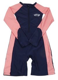 Tmavomodro-růžový UV overal s nápisem