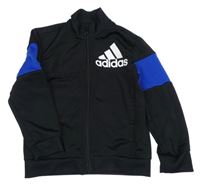Černo-safírová sportovní propínací mikina s logem Adidas