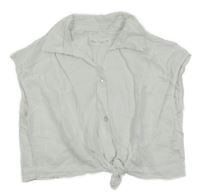 Bílá lněná crop halenka Zara
