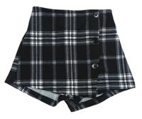 Čierno-biele kockované sukňové kraťasy