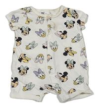 Smotanový bavlnený kraťasový overal s Minnie a Daisy H&M