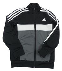 Čierno-sivo-biela športová prepínaci mikina s logom Adidas