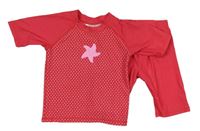 2 set - Ružové bodkovaná é UV tričko s hvězdicí + UV kraťasy Alive