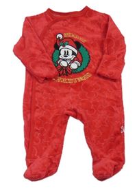 Červený vzorovaný sametový overal s Mickeym Primark
