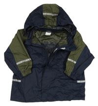 Tmavomodro-khaki šušťáková bunda s kapucňou Papagino