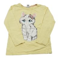 Žluté triko s kočkou Dopodopo