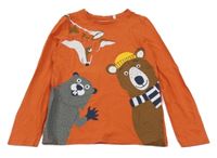 Oranžové triko se zvířátky C&A