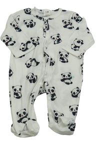 Biely rebrovaný overal s pandami