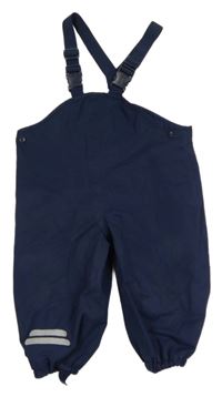 Tmavomodré šusťákové laclové kalhoty 