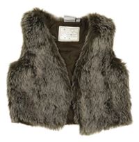 Sivo-hnedá kožušinová podšitá vesta