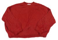 Rubínový chlpatý oversize sveter H&M
