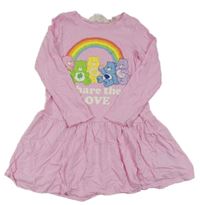 Ružové bavlnené šaty s dúhou a medvedíkmi H&M