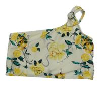 Smetanovo-žlutý květovaný plavkový top River Island