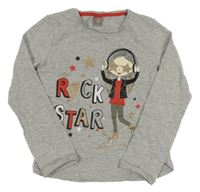 Šedé melírované triko s dívkou Pep&Co