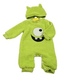 Nové - zelený huňatý overal + čepice - příšerka Shein