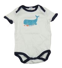 Biele body s tmavomodrým lemem a velrybou Topomini