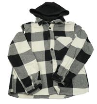 Bielo-čierna kockovaná košile a teplákovou kapucňou Primark