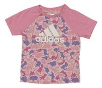 Růžovo-fialové vzorované tričko s logem Adidas