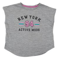 Sivé melírované športové tričko s nápisom H&M