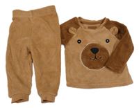 2 set - hnědá chlupatá mikina s medvědem + tepláky Primark