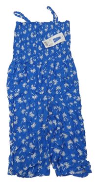 Nové - modrý lehký culottes overal s palmami Tchibo