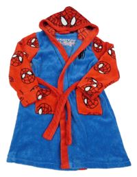 Modro-červený chlupatý župan se Spidermanem a kapucí Rebel