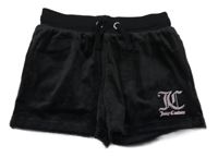 Čierne zamatové kraťasy s logom Juicy Couture
