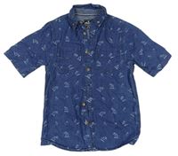 Modrá rifľová košeľa s palmami Primark
