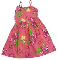 Lososové kvetované plátenné šaty Yd.