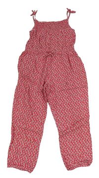 Růžový kalhotový květovaný overal M&S