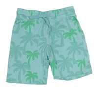 Světlemodro-zelené kraťasy s palmami H&M