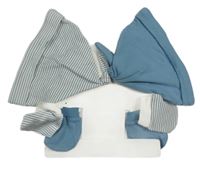 4set - 2x čepice - světlemodrá + modro-bílá pruhovaná 2x rukavice - světlemodré + modro-bílé pruhované Primark