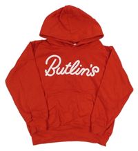 Červená mikina s nápisom a kapucňou Butlin´s