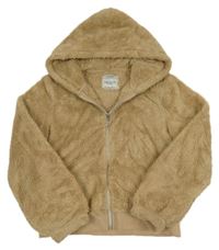 Svetlohnedá chlpatá bunda s kapucňou