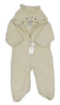 Nové - Smetanová huňatá kombinéza s kapucí - ovečka M&S