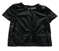 Černé sametové třpytivé crop tričko Nutmeg