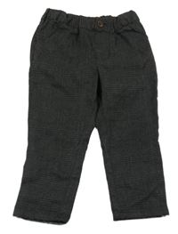 Tmavošedo-čierne vzorované kockované chino nohavice H&M