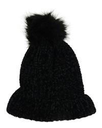 Černá žinylková čepice s bambulí C&A