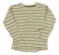 Smetanovo-khaki pruhované triko 