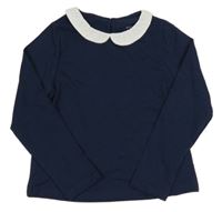 Tmavomodro-bílé triko s límečkem