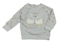Sivo-zlatá mikina s hviezdami a labuťami  Primark