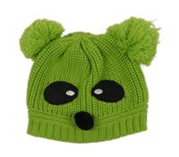 Zeleno-černá čepice s čumákem a bambulemi 