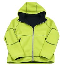 Neonově žlutá fleecová oboustranná propínací mikina s kapucí Decathlon