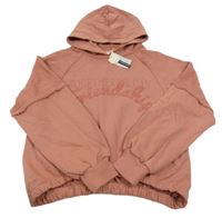 Nové - Starorůžová mikina s nápisy a kapucí River Island