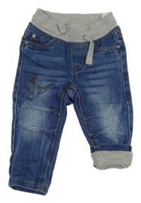 Modro-sivé podšité tepláky s dinem a úpletovým pasom Dopodopo