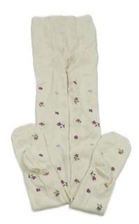 Smotanové kvetované pančuchy H&M