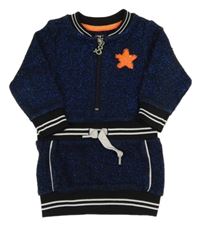 Čierno-modré teplákové trblietavé šaty s hviezdou