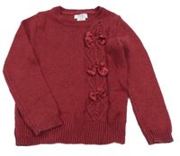 Vínový trblietavý sveter s mašľami